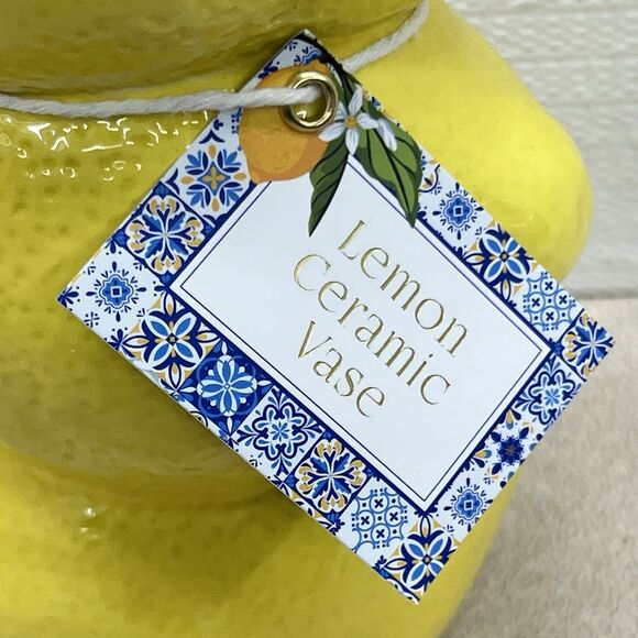 LEMON Ceramic Pottery Bud Vase Figural Yellow 3-D Textured One Design Home - Picture 10 of 17